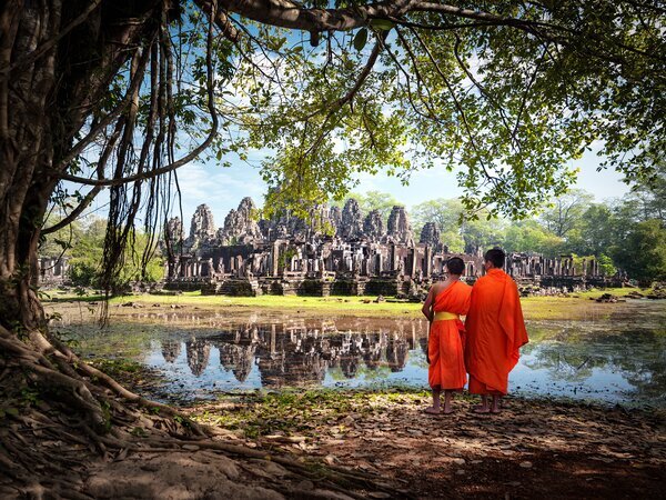 Monks in Angkor Wat