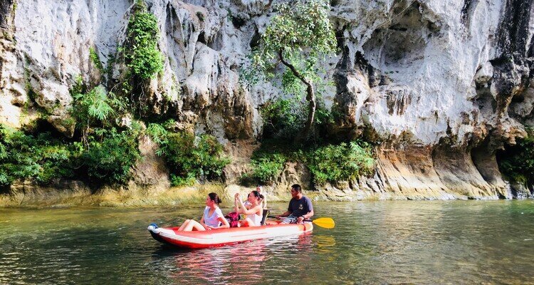 Kayaking Through Limestone Coves in khao sok