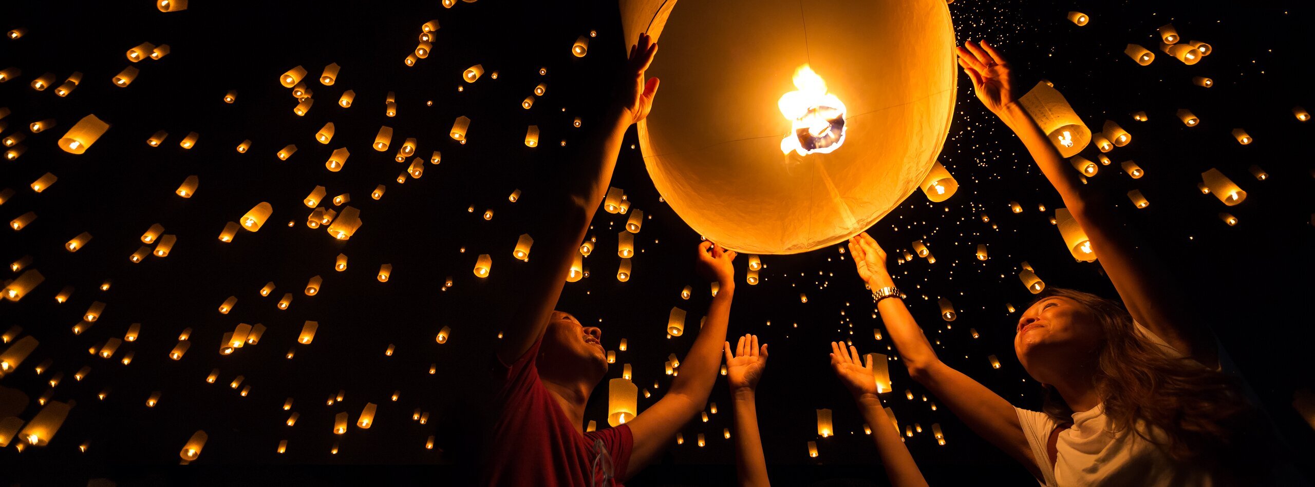 Releasing Sky Lanterns in Chiang Mai