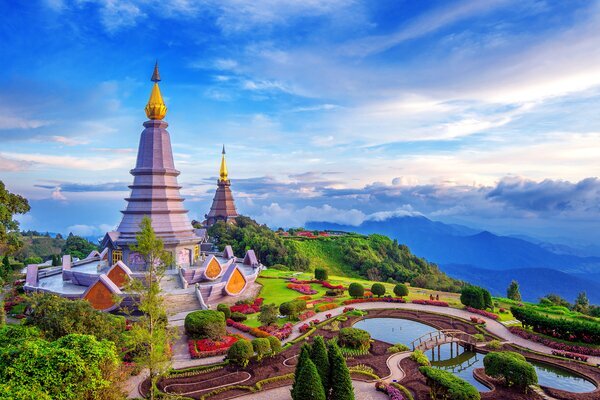 Landmark pagoda in doi Inthanon national park 