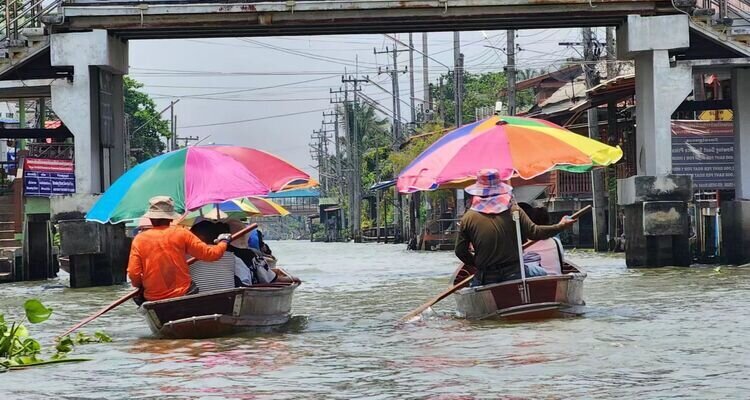 Quiet Outer Canals at Damnoen Saduak Floating Market in August