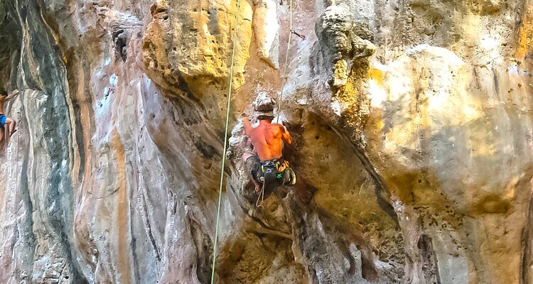 rock climbing in Railay beach of krabi