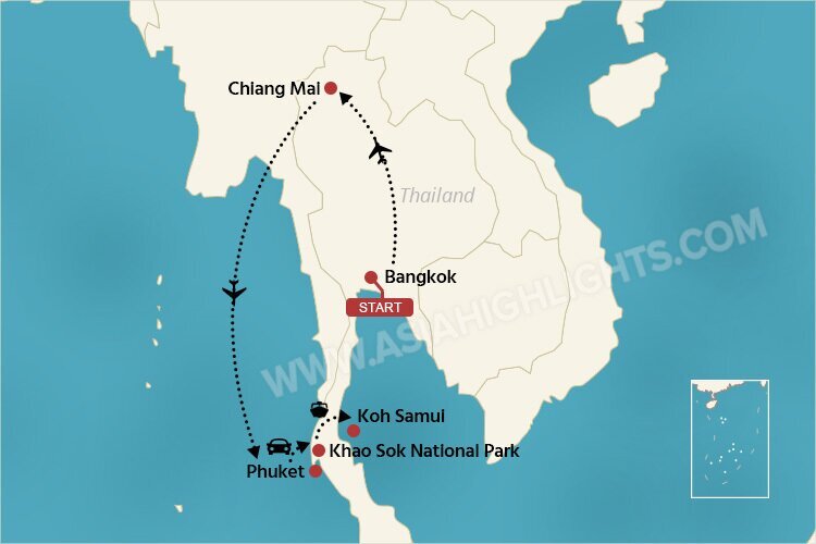 Thailand Couples Tour Map