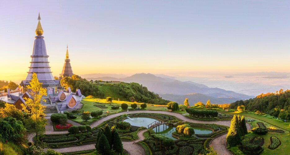 Twin Pagodas at a Sunny Day.
