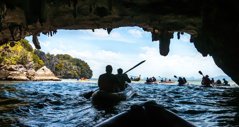 Kayaking Through the Sea Caves