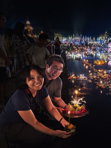 Loy Krathong Releasing in Sukhothai