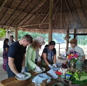 Cooking with a local Thai family.