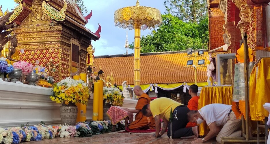 When visiting Wat Phra That Doi Suthep, it was just us and the local worshippers.