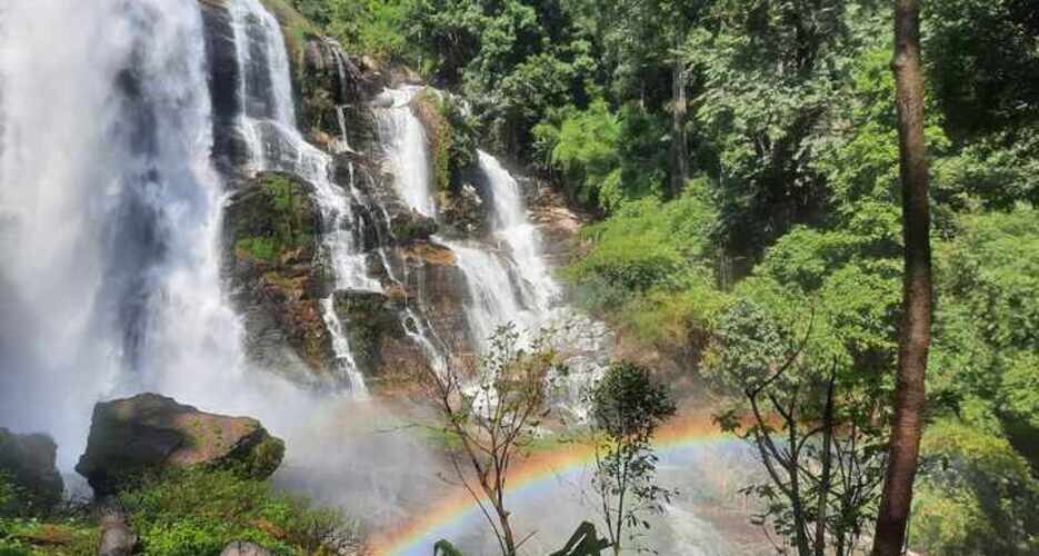 Wachirathan Waterfall was roaring during our October visit.