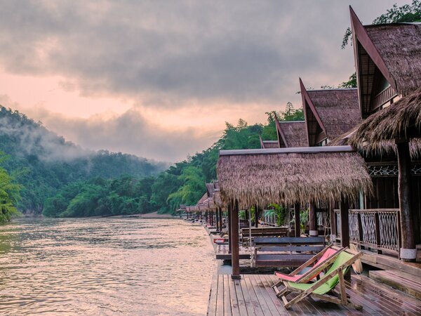 a floating villa on the River Kwai