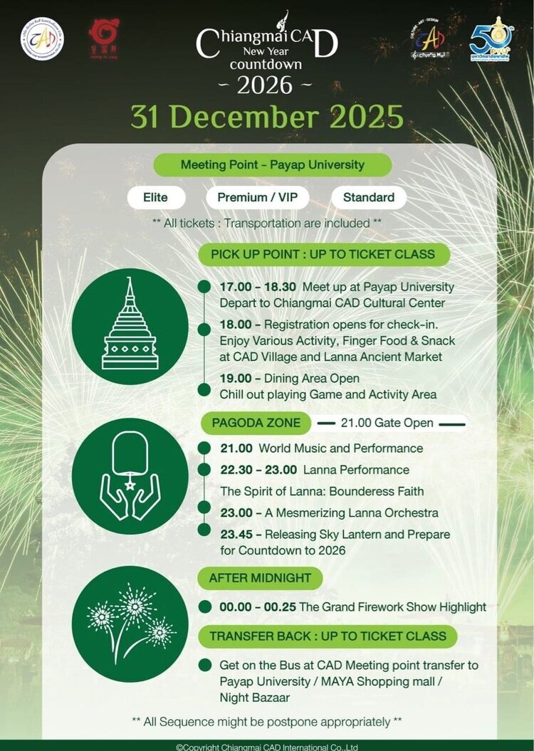 Chiang Mai CAD New Year Countdown 2026 itinerary