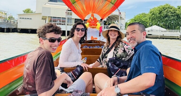 Taking a Longtail Boat on a Hot Afternoon in Bangkok,Thailand
