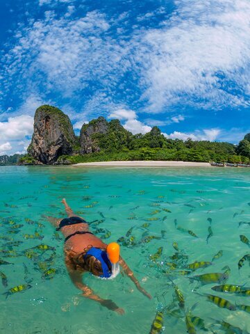 Go island hopping from Krabi and snorkel in crystal-clear waters.
