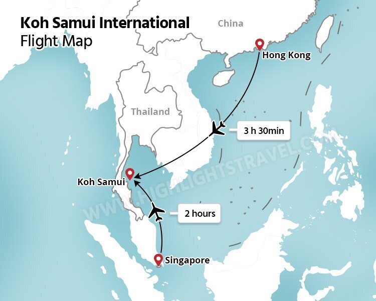 International Flight Map to Koh Samui