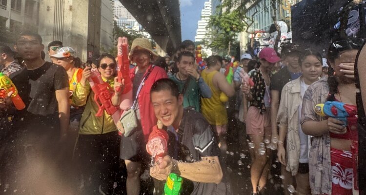 We're taking part in the water fight in Bangkok.