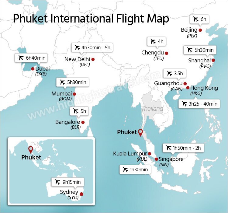 Phuket International Flight Map