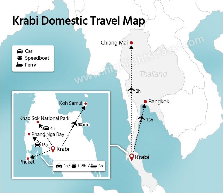 Krabi Domestic Travel Map