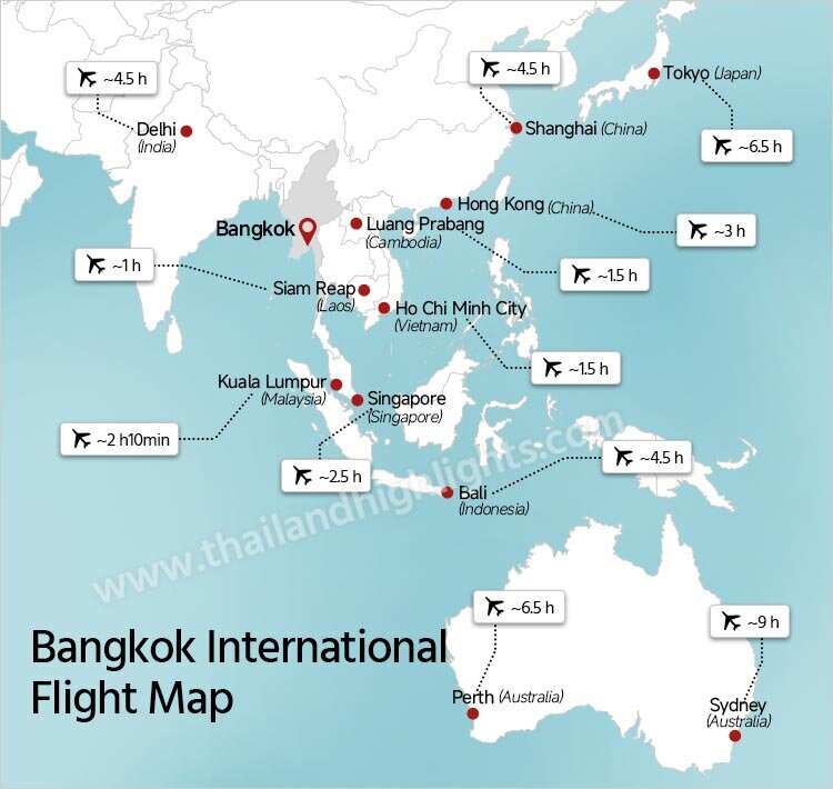 Bangkok International Flight Map