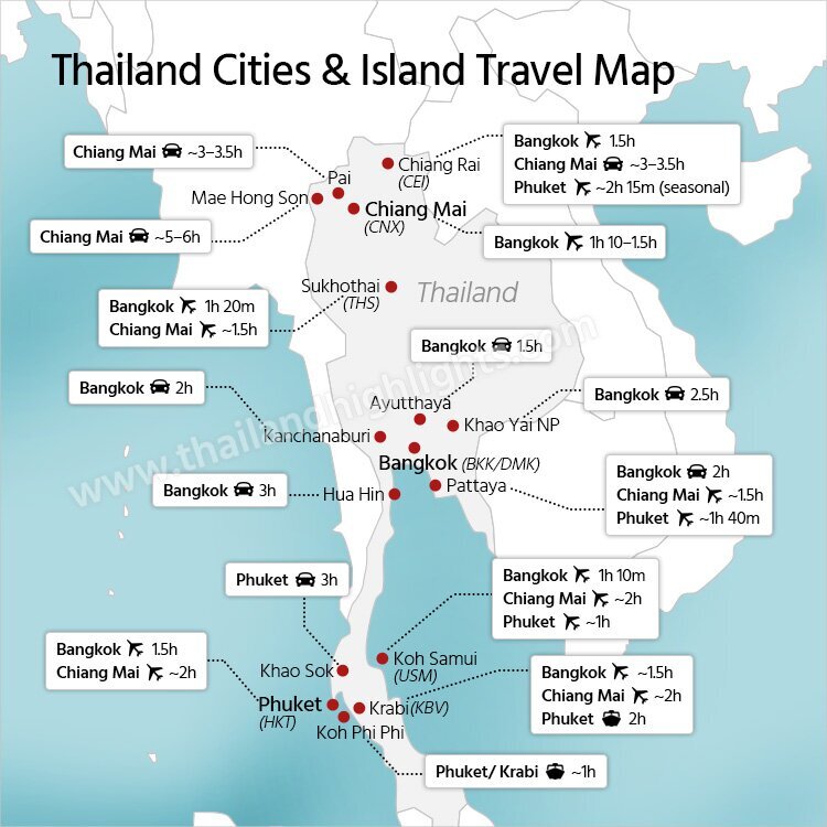 Thailand Domestic Travel Map