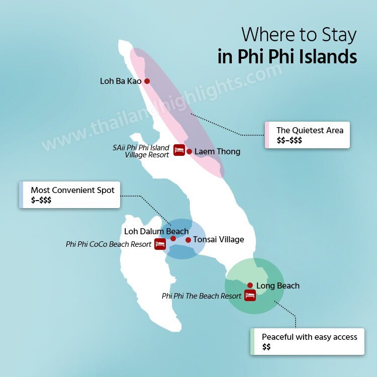 Hotel Map of Phi Phi Islands