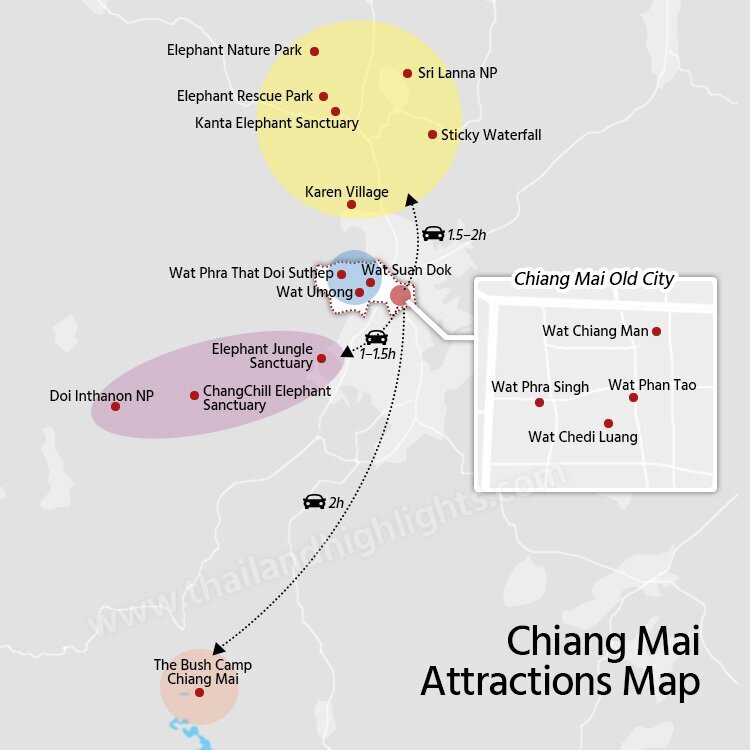 Chiang Mai Attractions Map