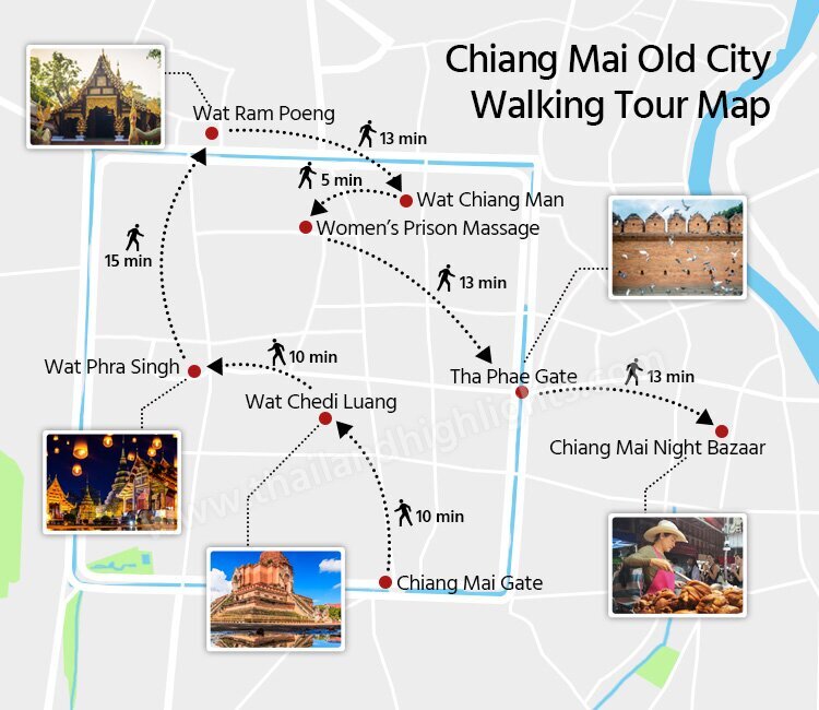 Chiang Mai Old City Walking Tour Map