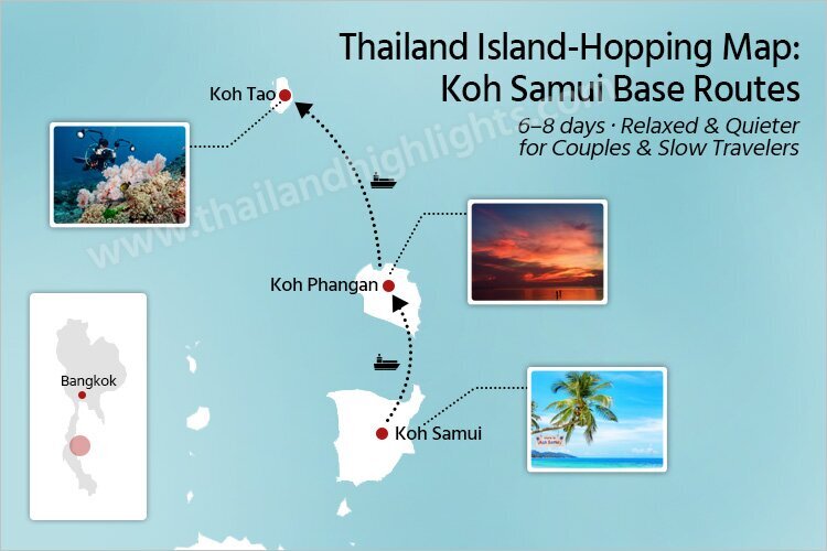 Thailand Island Hopping Map: Phuekt to Samui