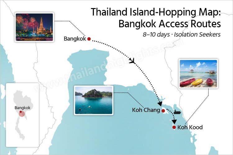 Thailand Island Hopping Map from Bangkok