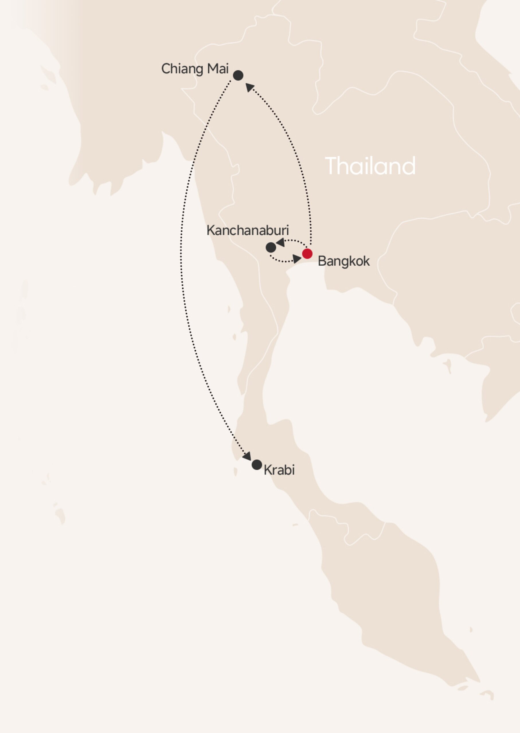 12-Day Thailand Wonders Tour map