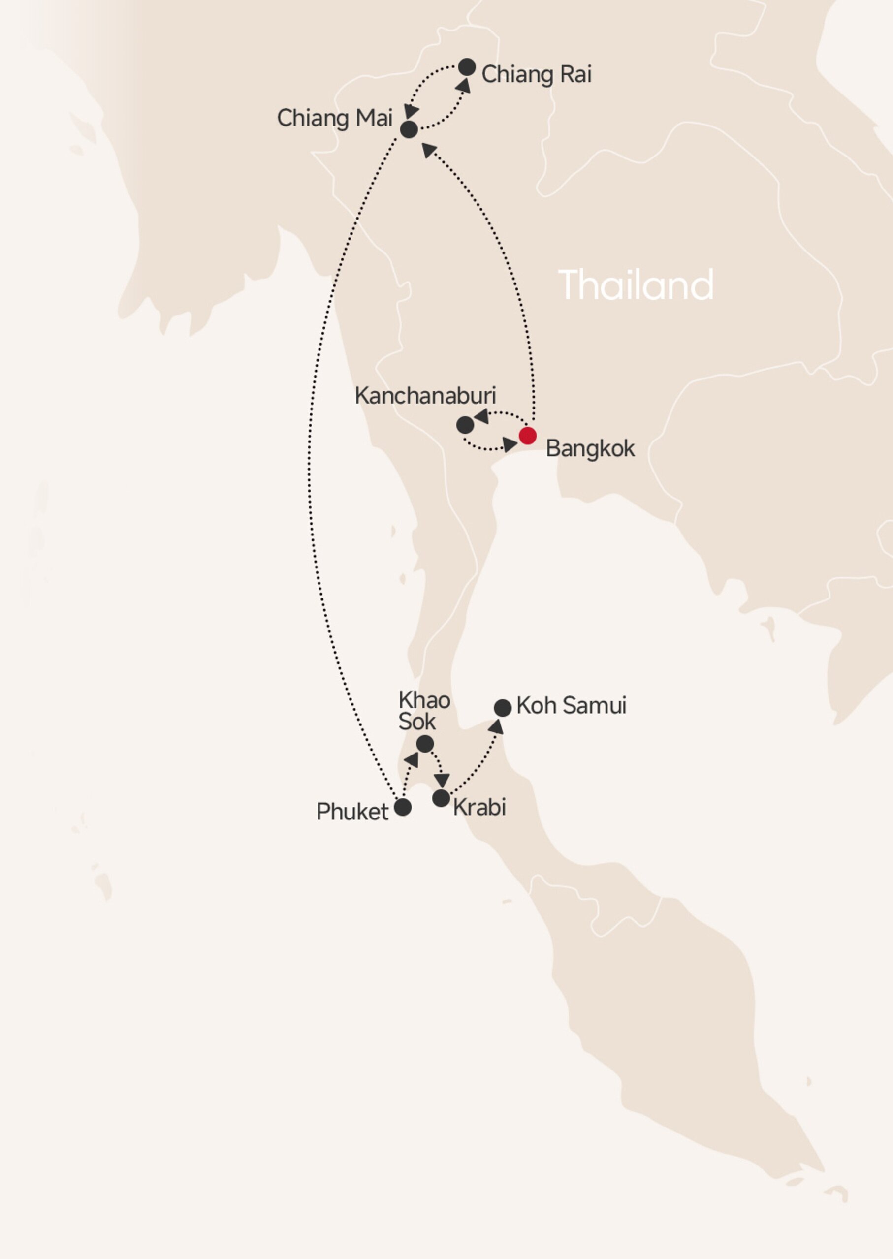 18-Day Thailand in Full View Tour map