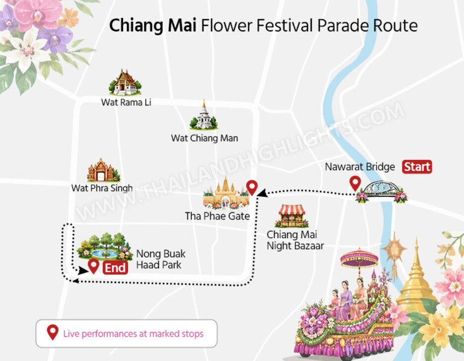 Chiang Mai Flower Festival Parade Route