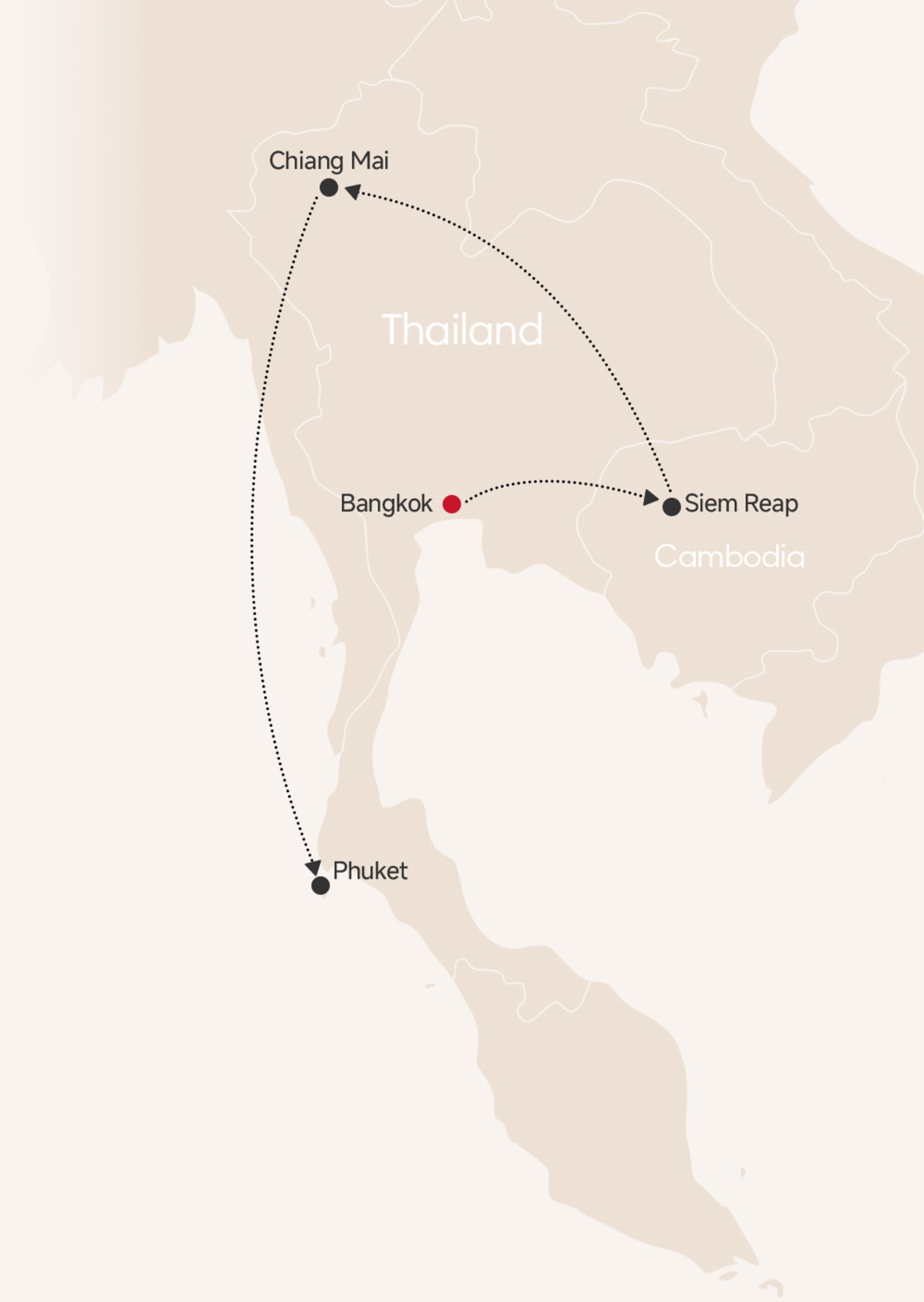 12-Day Best of Thailand and Cambodia Tour map