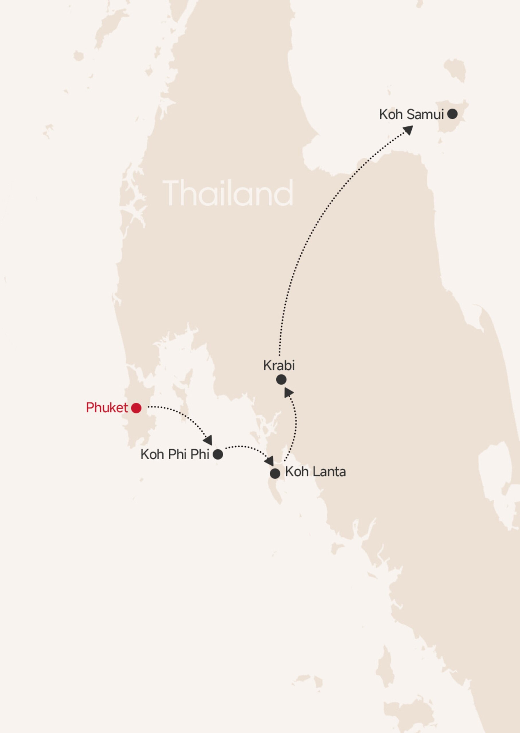 12-Day South Thailand Island Hopping Tour map