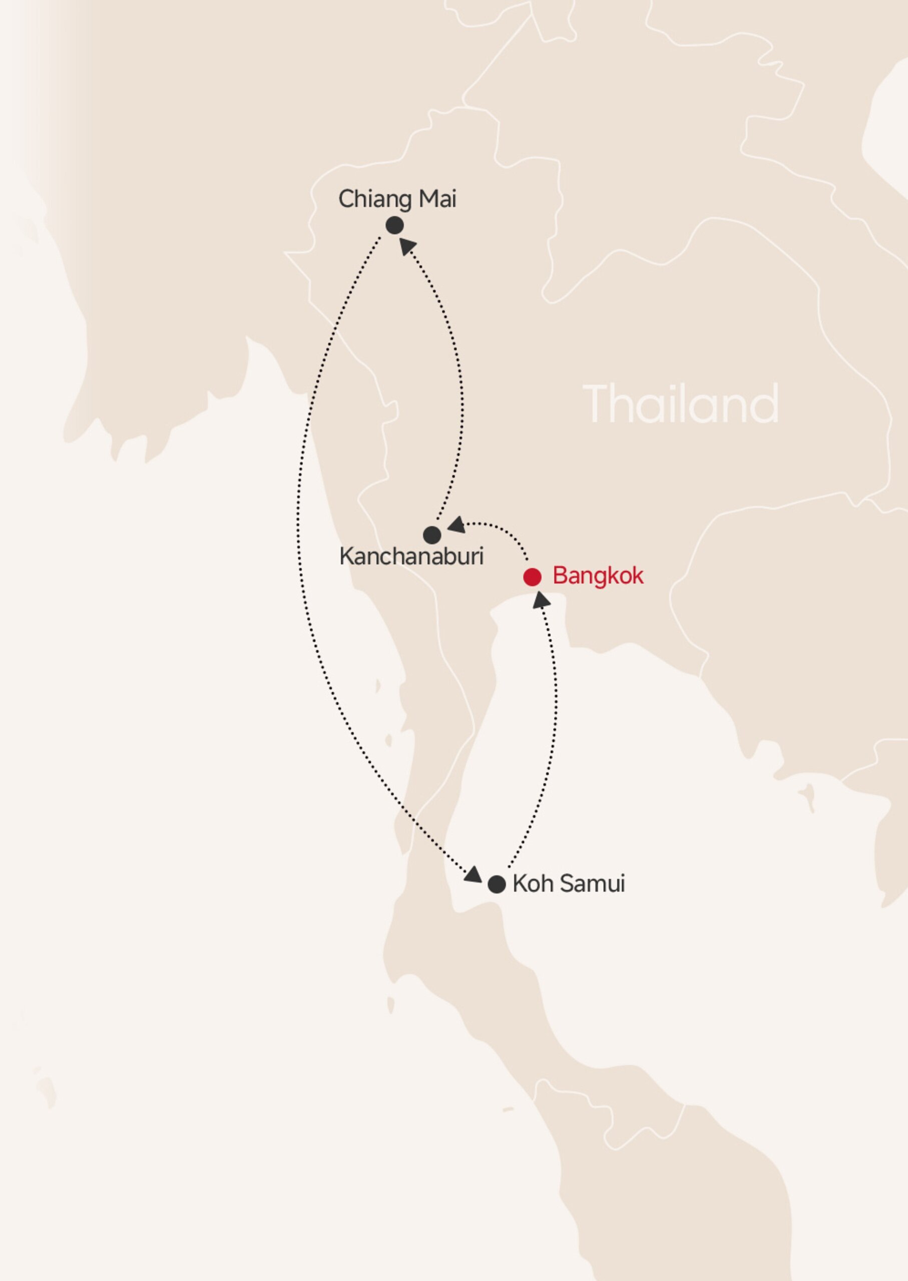 12-Day Thailand Family Tour Map