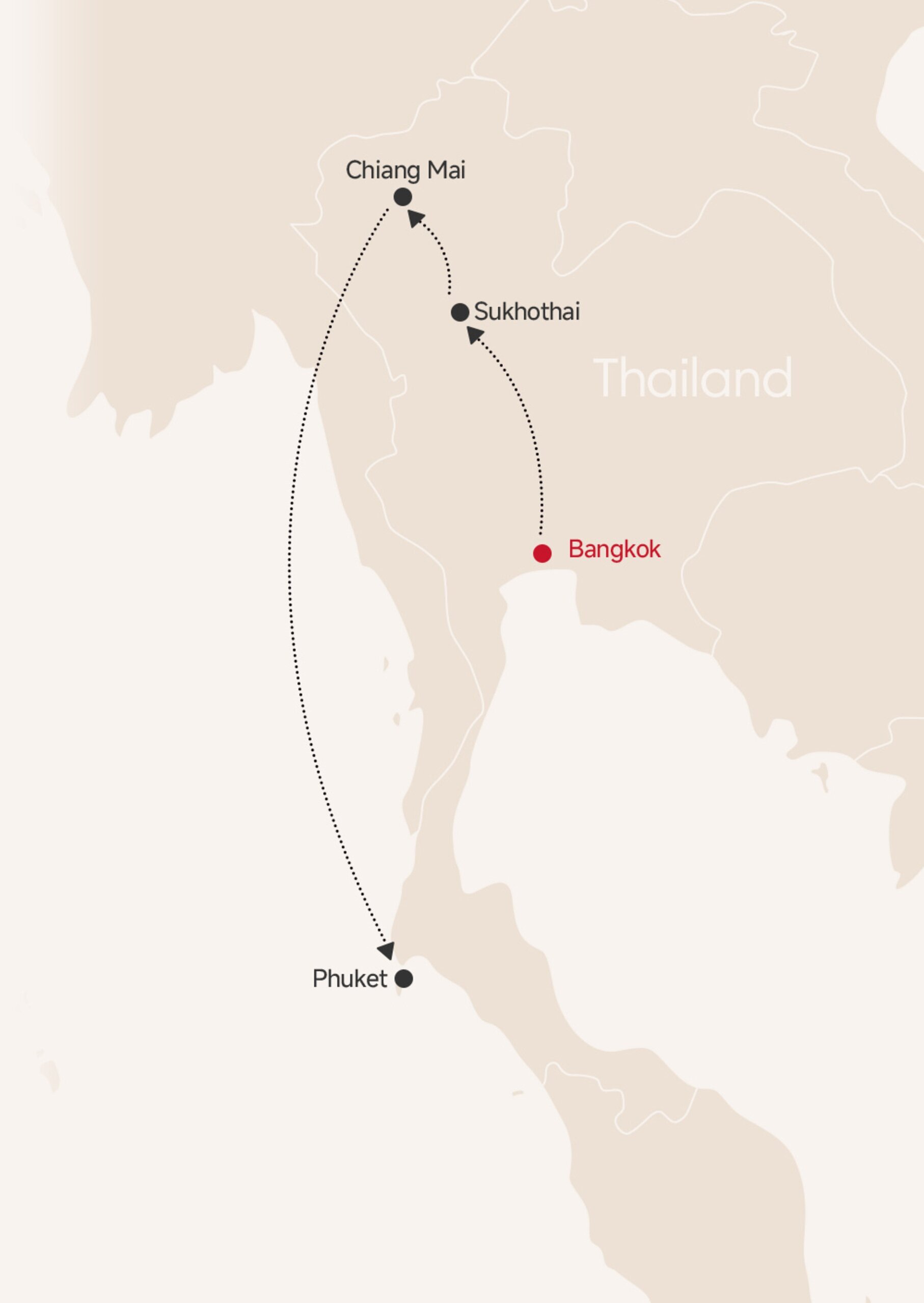 14-Day Cultural Thailand Tour Map
