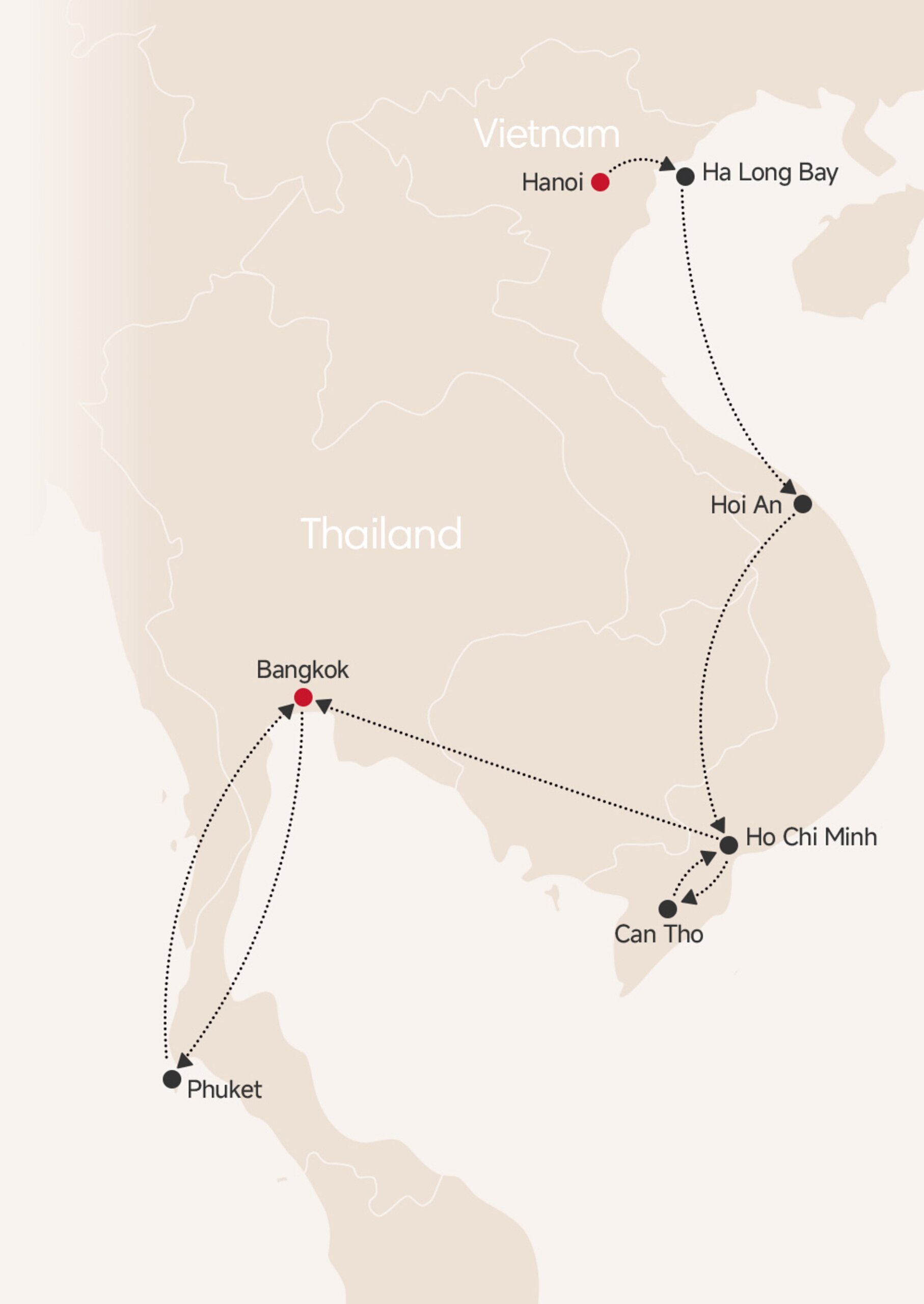 14-Day Classic Vietnam and Thailand Tour map