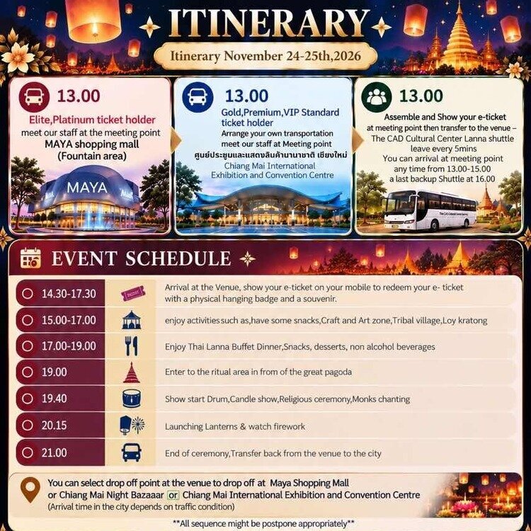 Chiang Mai CAD Yi Peng 2026 Schedule