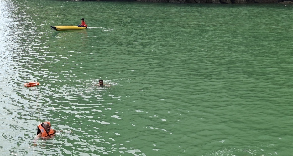 A Short Swimming Stop on Our Big Boat Tour